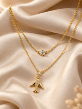 TITLIYA Korean Style Gold Airplane Layered Pendant Necklace for Women