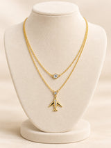 TITLIYA Korean Style Gold Airplane Layered Pendant Necklace for Women