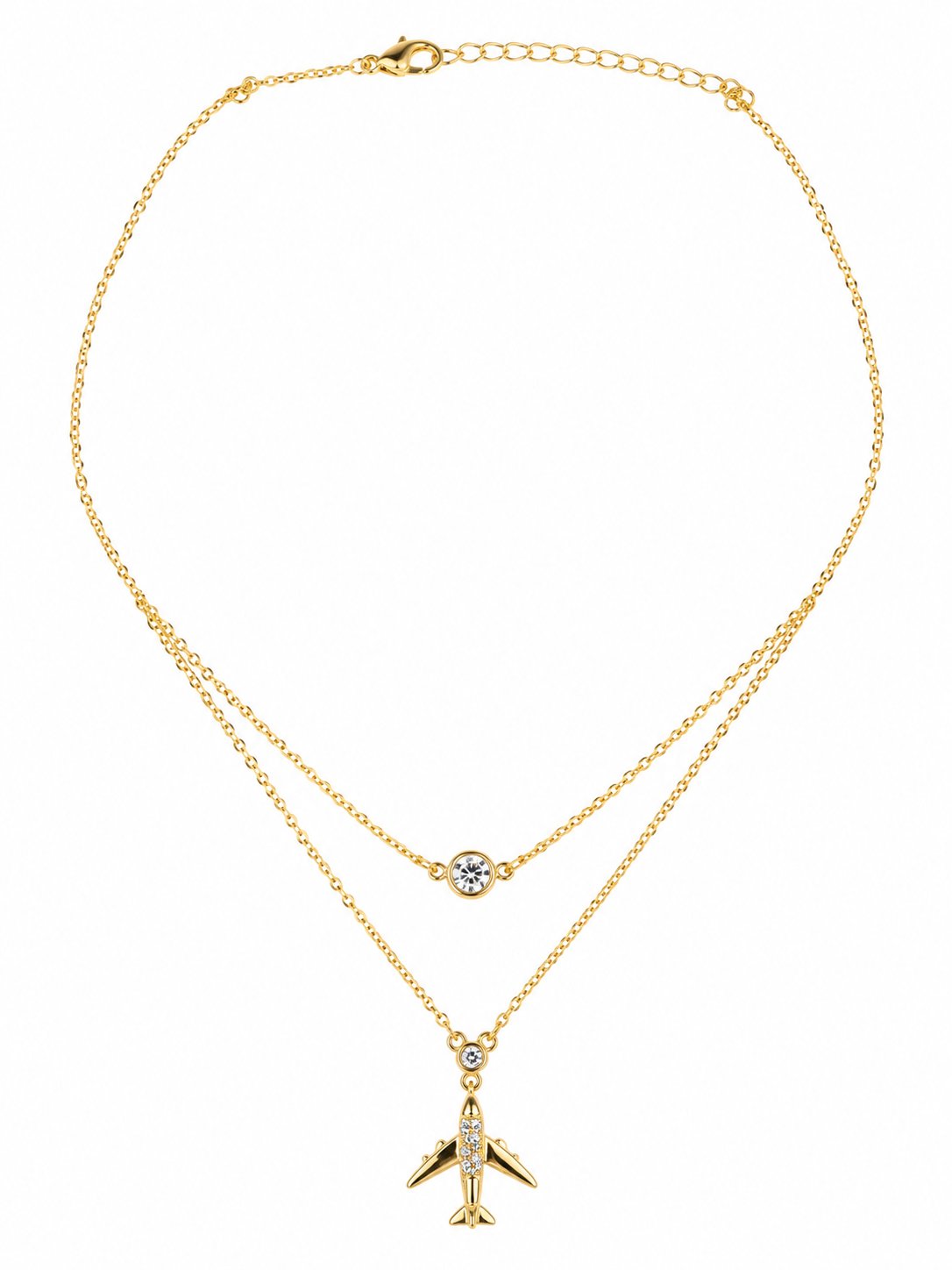 TITLIYA Korean Style Gold Airplane Layered Pendant Necklace for Women