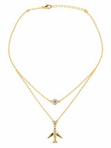 TITLIYA Korean Style Gold Airplane Layered Pendant Necklace for Women