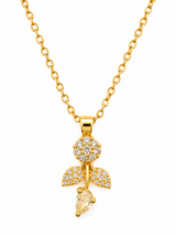 TITLIYA Korean Style Gold Crystal Flower Pendant Necklace for Women