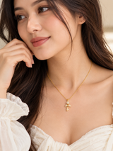 TITLIYA Korean Style Gold Crystal Flower Pendant Necklace for Women