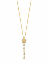 TITLIYA Korean Style Gold Butterfly Crystal Drop Necklace for Women