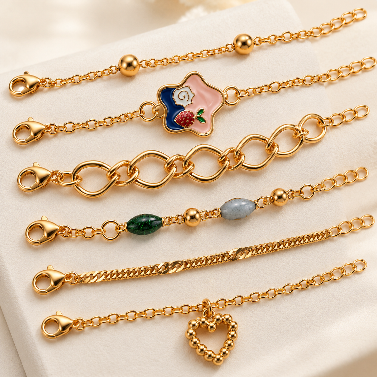 TITLIYA Korean Style Gold-Tone Bracelet Set of 6 for Women