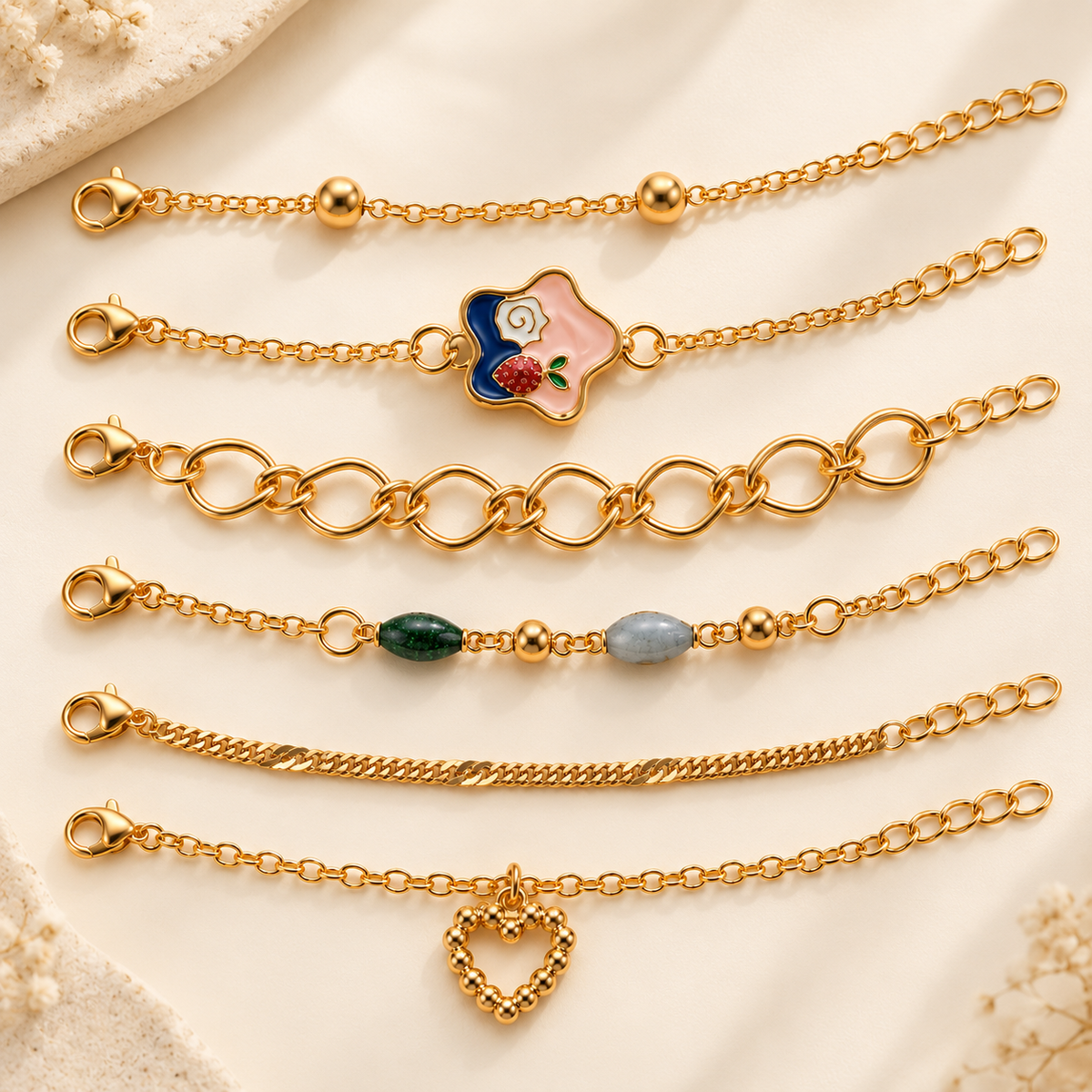 TITLIYA Korean Style Gold-Tone Bracelet Set of 6 for Women