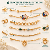 TITLIYA Korean Style Gold-Tone Bracelet Set of 6 for Women