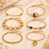 TITLIYA Korean Style Gold-Tone Bracelet Set of 6 for Women