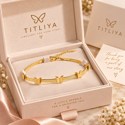 TITLIYA Korean Gold Glitter Butterfly Chain Bracelet