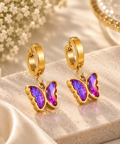 TITLIYA Korean Gold Plated Butterfly Stone Earrings