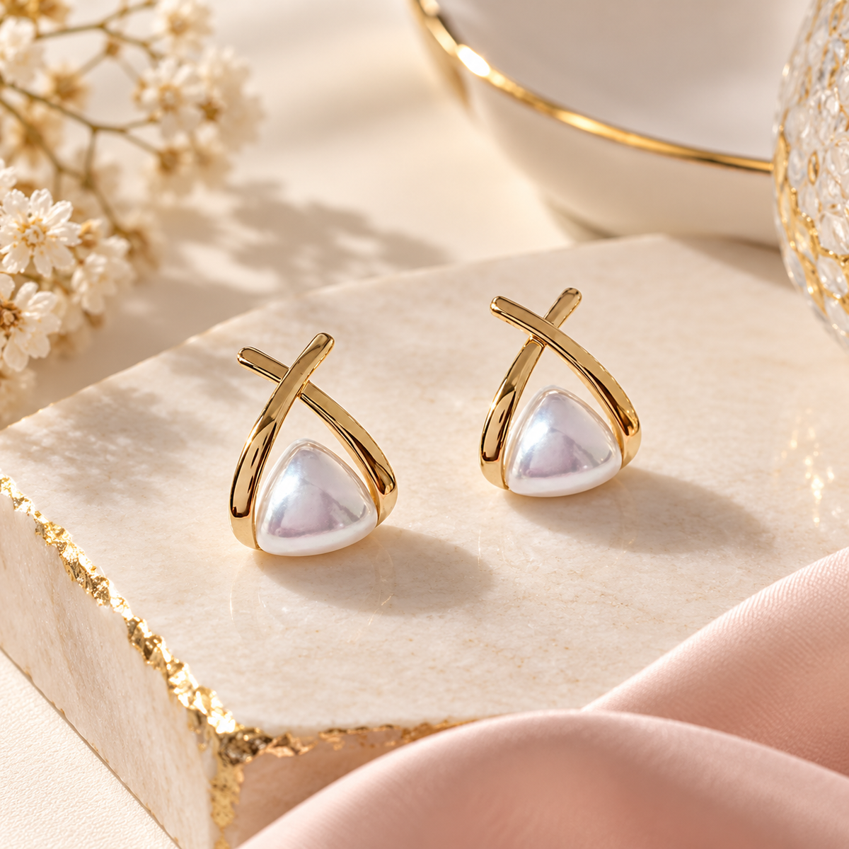 TITLIYA Korean Rhombus Pearl Earrings