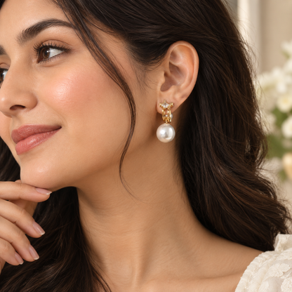 TITLIYA Korean Golden Pearl 2-Way Earrings