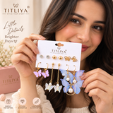 TITLIYA Korean Style Butterfly & Pearl Earrings Set of 6