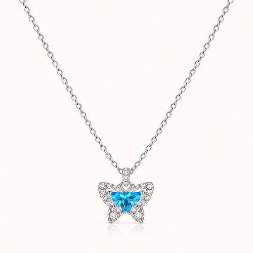 TITLIYA Korean Blue Butterfly Pendant Necklace