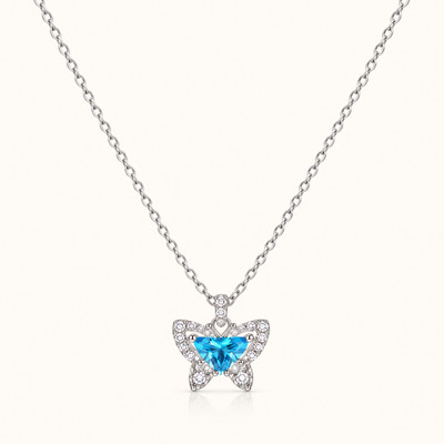 TITLIYA Korean Blue Butterfly Pendant Necklace