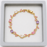 TITLIYA Korean Pink & Purple Stone Tulip Bracelet For Women