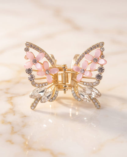 TITLIYA Korean Pink Butterfly Claw Hair Clip – Anti-Tarnish Floral Design