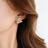 White Pearl Butterfly Stud Earrings (Elegant) - TITLIYA