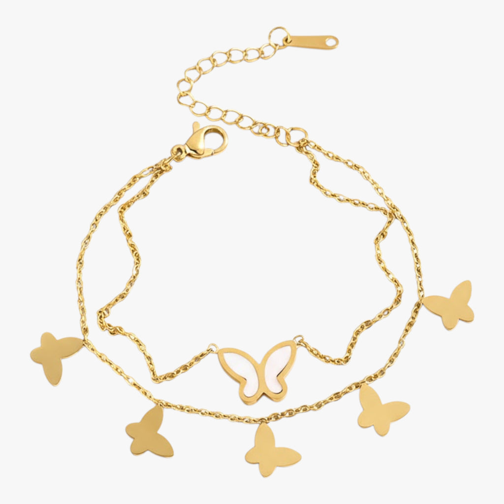White Butterfly Layered Chain Bracelet Titliya
