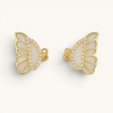 White Pearl Butterfly Stud Earrings (Elegant) Titliya