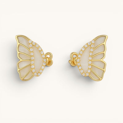 White Pearl Butterfly Stud Earrings (Elegant) Titliya