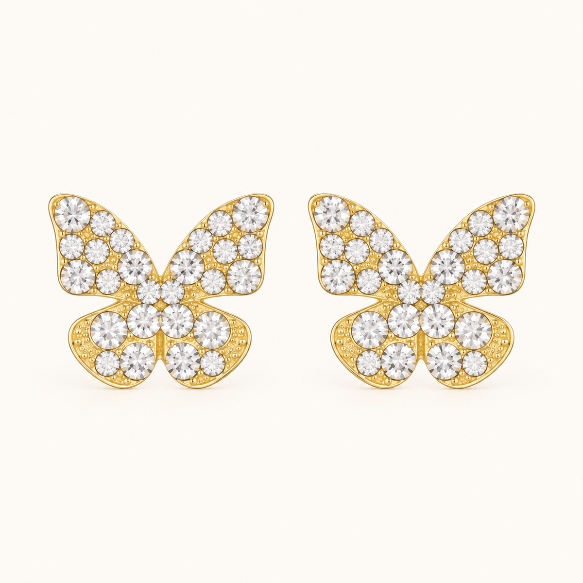 TITLIYA Korean Style Gold Butterfly Crystal Stud Earrings