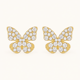 TITLIYA Korean Style Gold Butterfly Crystal Stud Earrings