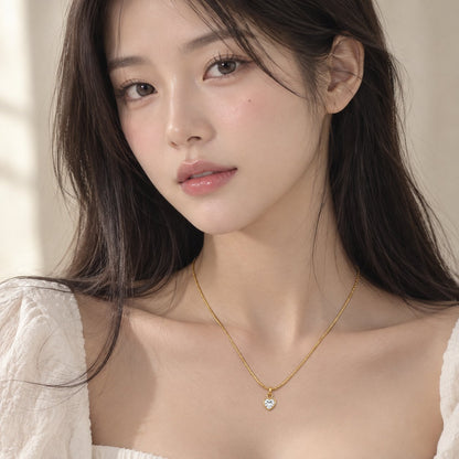 TITLIYA Korean Style Gold Mini Heart Pendant Necklace