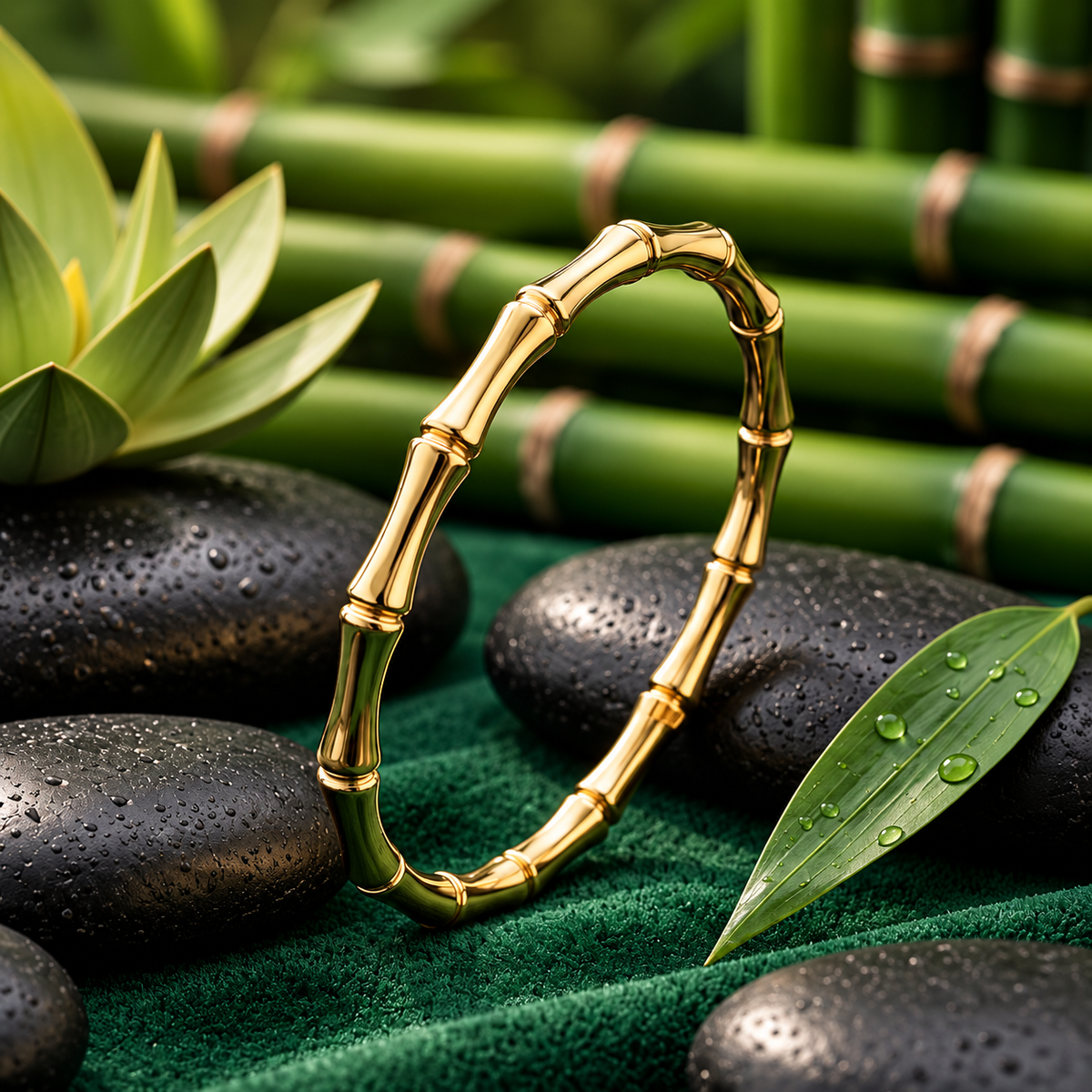 TITLIYA Korean Style Gold Tone Bamboo Bracelet for Women