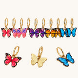 TITLIYA Korean Style Multicolor Butterfly Hoop Earrings Set of 5