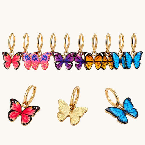 TITLIYA Korean Style Multicolor Butterfly Hoop Earrings Set of 5
