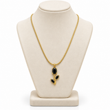TITLIYA Korean Style Gold Tone Black Tulip Pendant Necklace