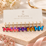 TITLIYA Korean Style Multicolor Butterfly Hoop Earrings Set of 5
