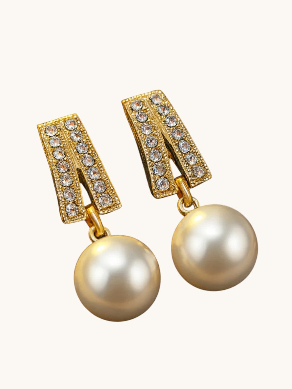 TITLIYA Korean Style Pearl & Crystal Gold Drop Earrings for Women | Elegant Rhinestone Statement Earrings