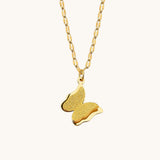 TITLIYA Korean Style Gold Butterfly Pendant Necklace for Women | Sparkling Butterfly Charm Necklace with Oval Link Chain | Anti-Tarnish Fashion Jewellery