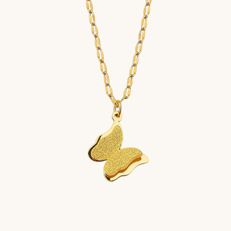 TITLIYA Korean Style Gold Butterfly Pendant Necklace for Women | Sparkling Butterfly Charm Necklace with Oval Link Chain | Anti-Tarnish Fashion Jewellery
