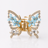 TITLIYA Korean Butterfly Hair Clip – Blue Floral Anti-Tarnish Hair Accessory