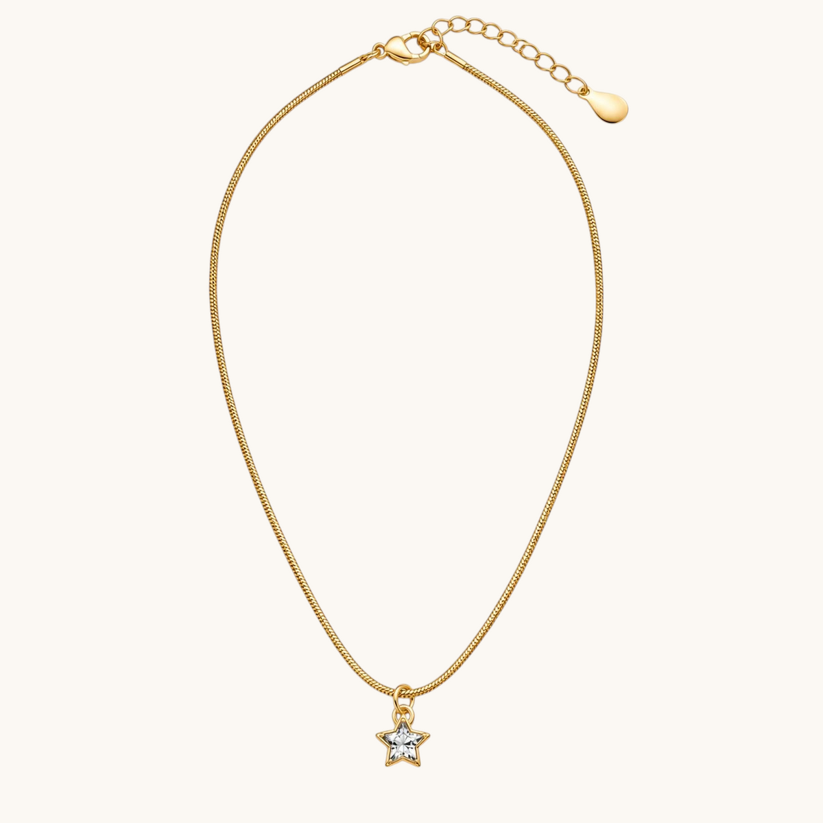 TITLIYA Korean style gold-tone fine chain necklace with a mini star pendant featuring a sparkling clear stone.