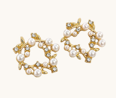 Luxury Pearl & Crystal Stud Earrings