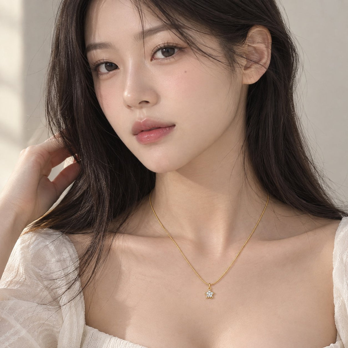 TITLIYA Korean Style Gold Mini Star Pendant Necklace