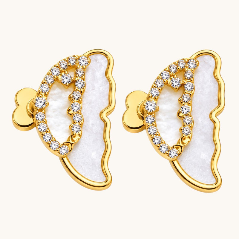 TITLIYA Korean Style Gold Butterfly Stud Earrings for Women