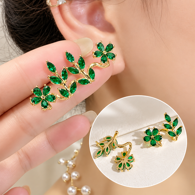 TITLIYA Korean Style Green Floral Leaf Earrings for Women