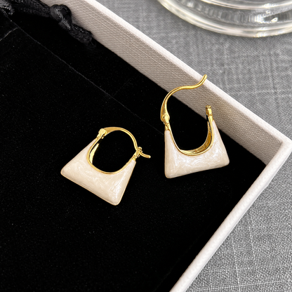 TITLIYA Korean Gold-Tone Textured Square Hoop Earrings For Women