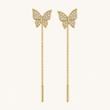 TITLIYA Korean Style Gold Butterfly Crystal Threader Earrings