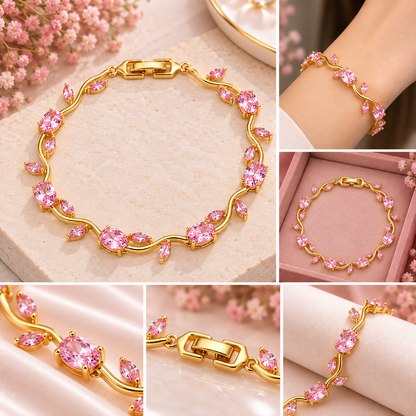TITLIYA Korean Pink Crystal Tulip Bracelet for Women