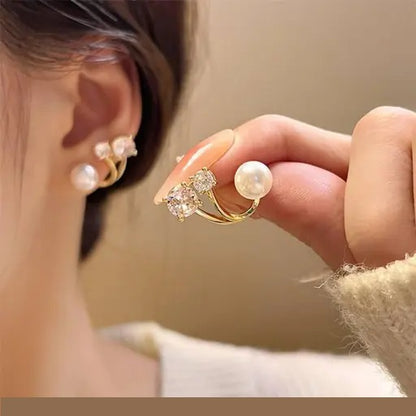 TITLIYA Korean Pearl Anti-Tarnish Gold Stud Earrings
