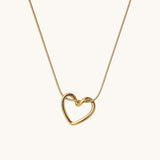 Korean Anti-Tarnish Gold Heart Pendant Necklace | Minimal Korean Jewellery