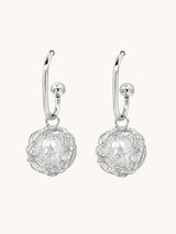 TITLIYA Korean Style Silver Pearl Drop Earrings for Women – Wire Cage Ball Dangle Earrings