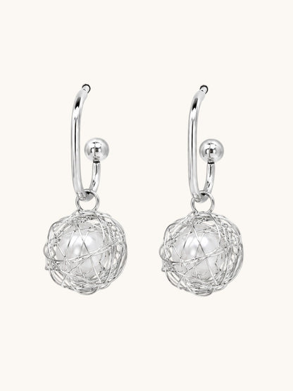Elegant silver hoop earrings with pearls