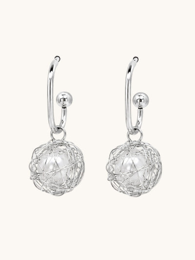 Elegant silver hoop earrings with pearls
