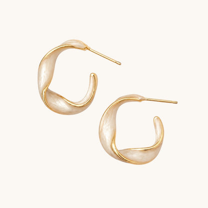 TITLIYA Korean White Hoop Anti-Tarnish Earrings